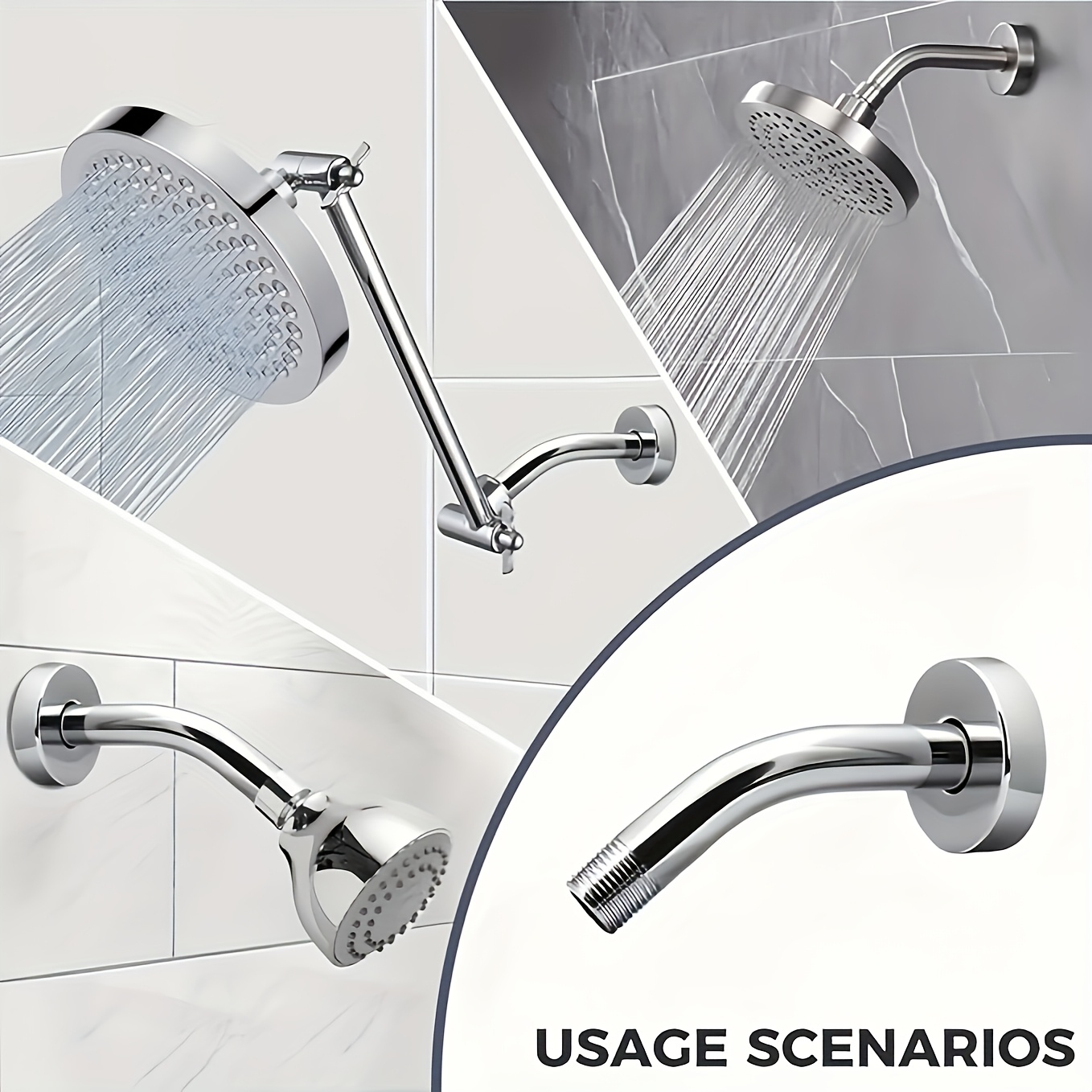 One-Piece Shower Set with 4-Inch Multi-Mode Pressurized Top Spray