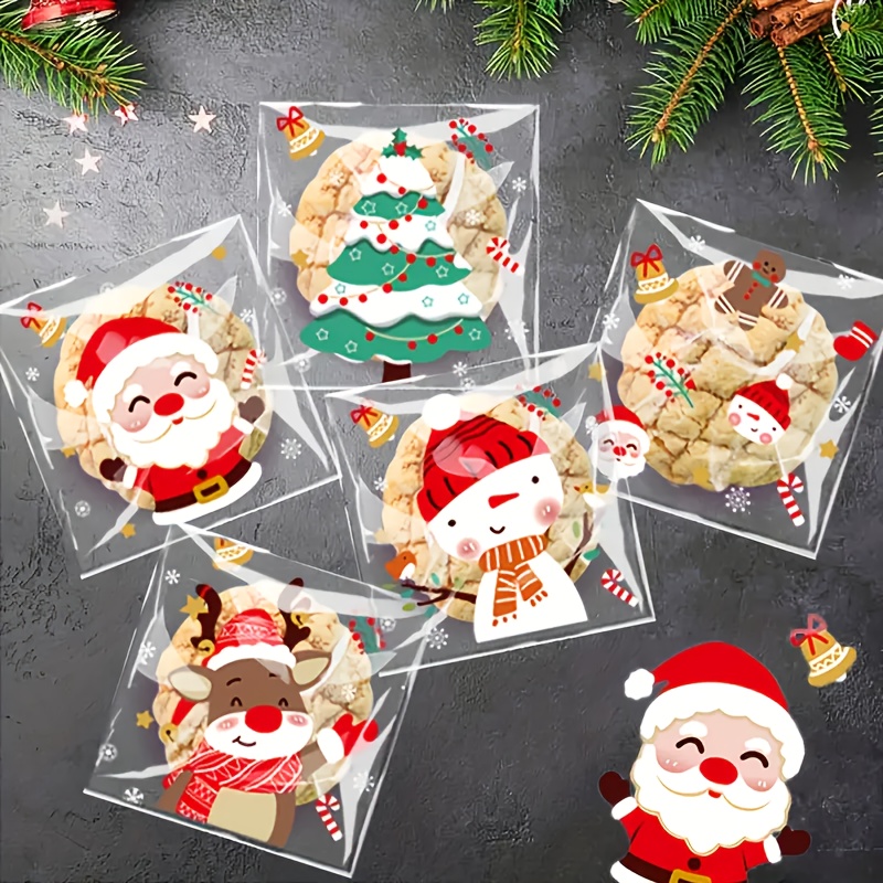 

Pieces Of Self Sealing Cartoon Christmas Candy Bags - Disposable Plastic Candy Packaging, Suitable For And Gifts