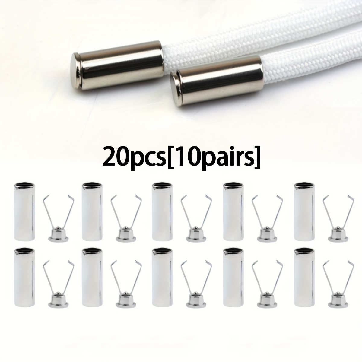 20/40pcs Heavy-duty Rope Locks, No-installation Button Cord Clips For Shoelaces, Hoodies, Jackets, Pants & Cable Management, Adjustable Metal Fasteners – Durable And , Essential Diy Craft Accessories