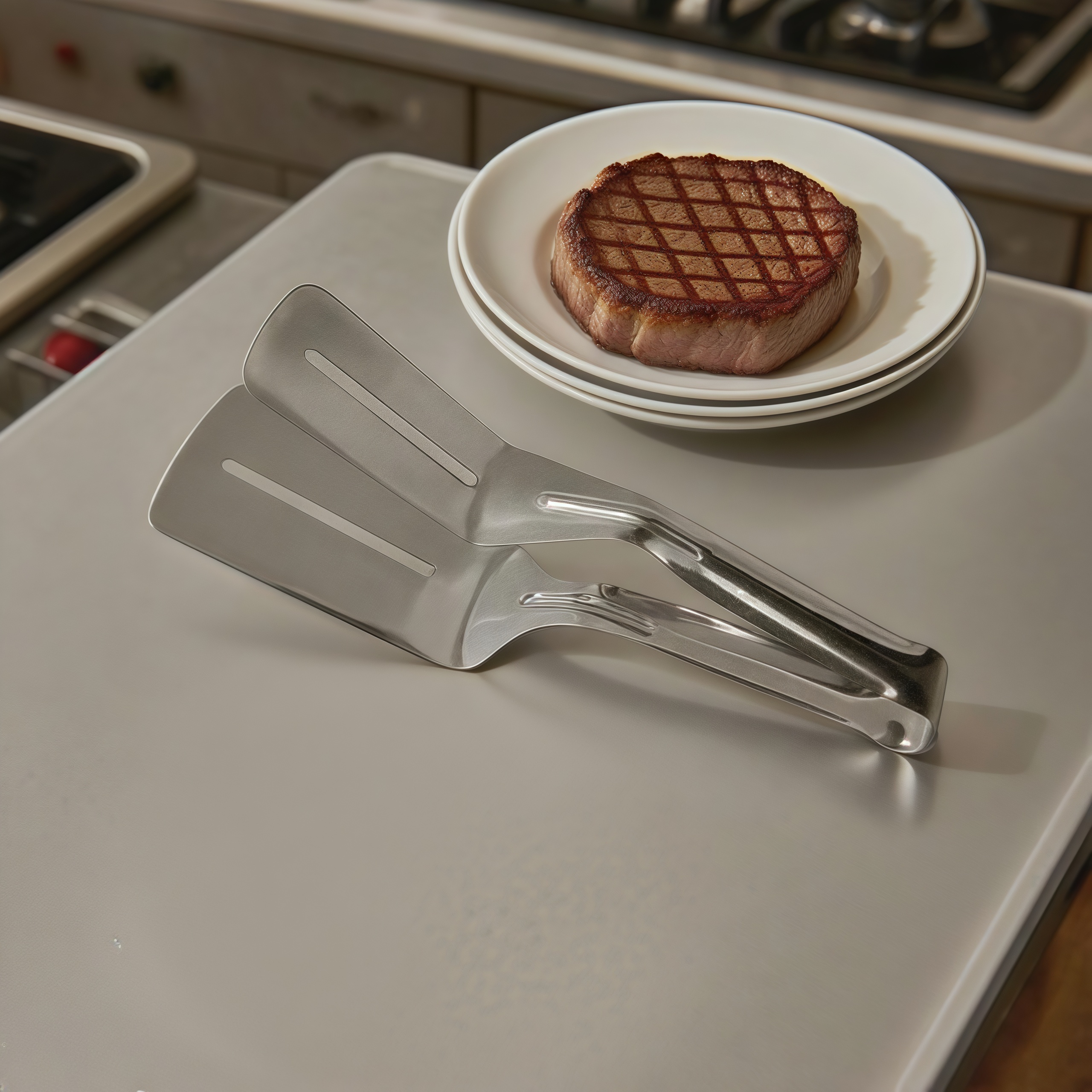 TEMU Pinze da in acciaio inossidabile per pesce e carne, pinze multifunzionali per carne, pesce, pancake e , con impugnatura antiscivolo, adatte per
