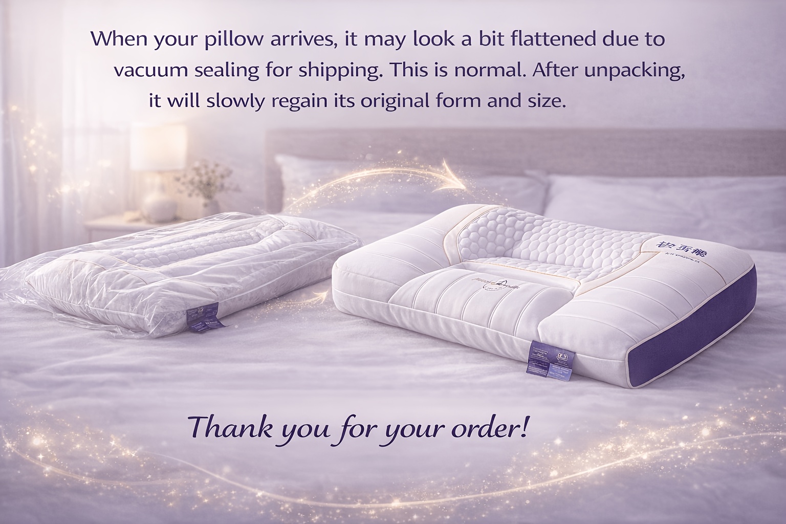2pcs Deep Sleep Cervical Support Pillows - All-Season Soft Comfortable Bed Pillows, with 900G Non-Collapsible Support Core, Fiber Pillowcase, Fluffy Down Alternative Filling, Suitable for Back/Side Sleepers, Home And Travel