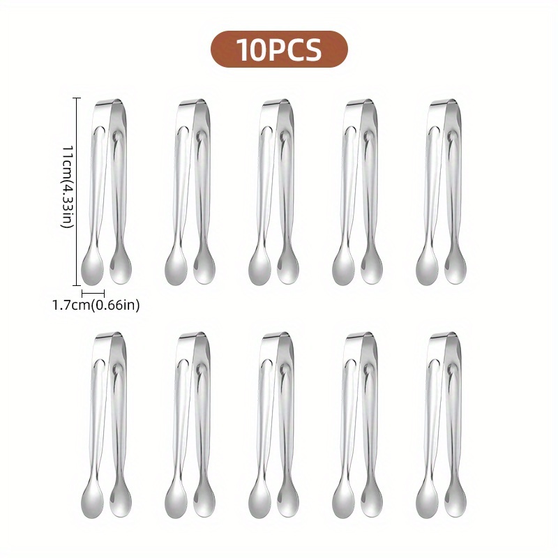 E-shop 10 Stück Robuste Eiszange, Edelstahl Eiszange Zuckerzange, Premium Edelstahl Kleine Servierzange, Niedliche Servierzange, Küche Zuhause