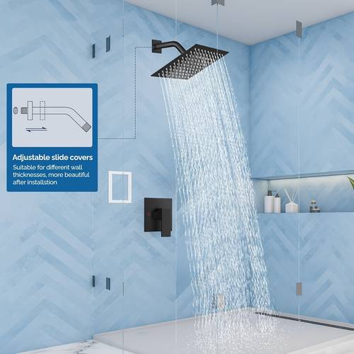matte shower faucet set complete shower system handheld shower stainless steel single handle with male threads rough in shower trim kit and water saving design