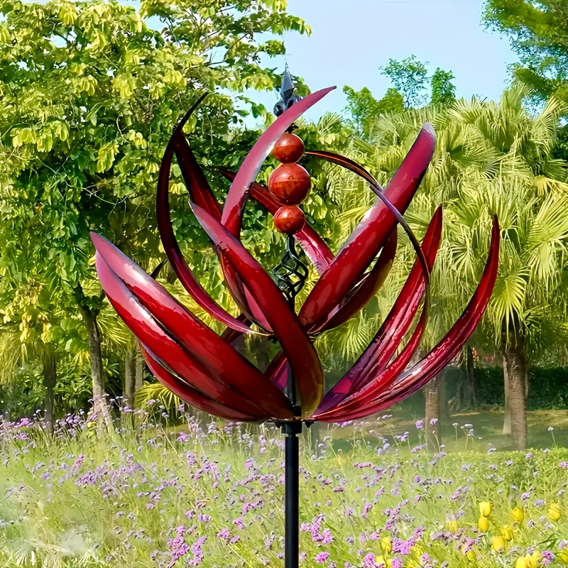 

1pc, Décoration De Jardin À Vent En Métal, Ventilateur De Vent Gyro Rotatif, Ornement De Cour Extérieur, Pas Besoin D'électricité Ni De Batterie