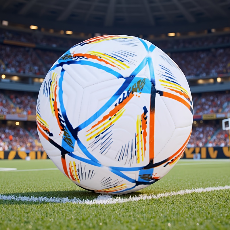 1 Professionele Voetbal Trainingsbal - Maat 5 voor Alle Velden, Dynamisch Beweging Ontwerp, Hoogwaardige Stiksels & Duurzaam PVC Materiaal. Geschikt Voor Indoors Futsal – Ideaal Tijdens Wedstrijden, Trainingen en Toernooien. Stevig Met Machinaal-Gestikte Pentagon Panelen in Kleurvolle Patronen. Inclusief Glow Functies