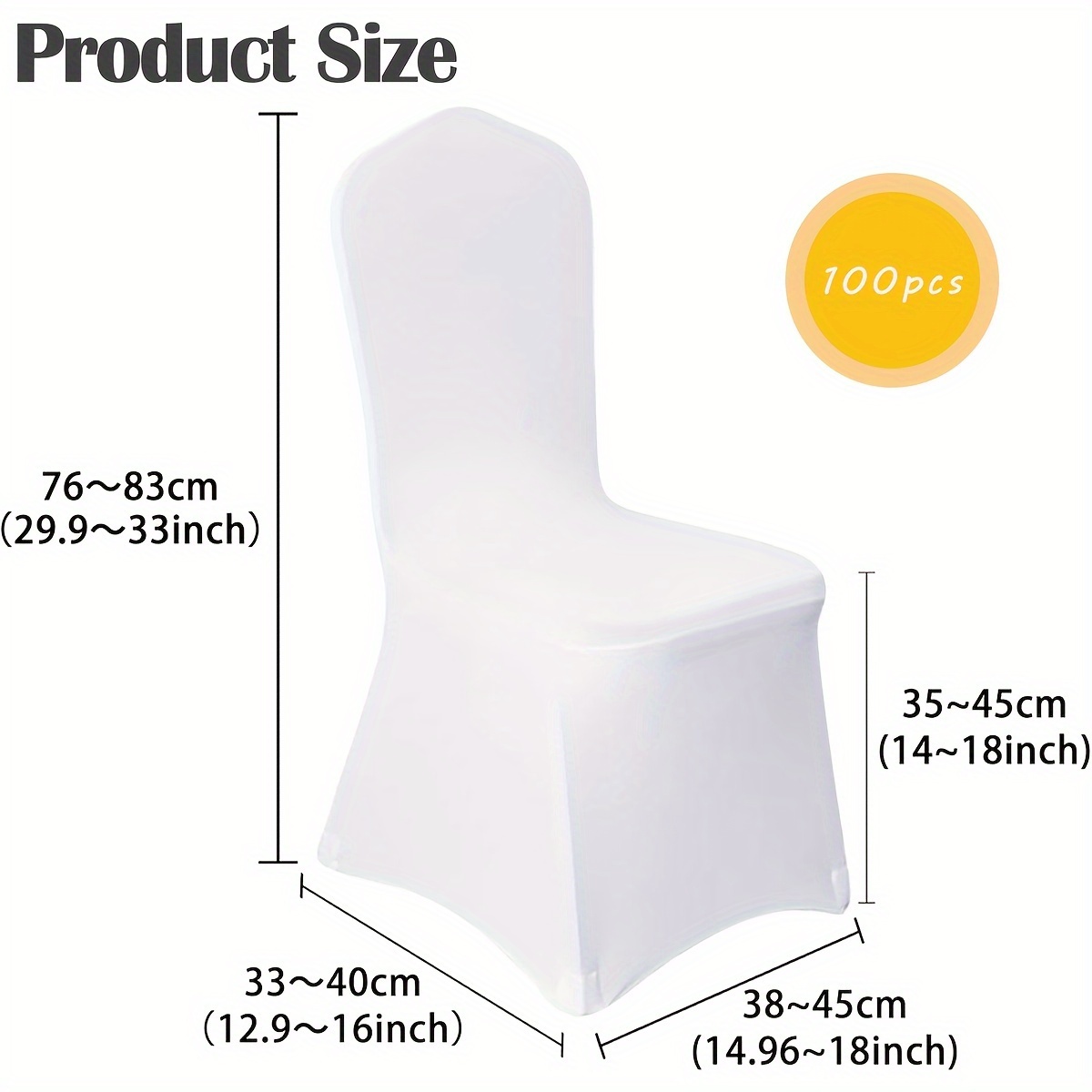 TEMU 100pcs Banquet Chair Cover Polyester Spandex Chair Cover Stretch Cover For Wedding Party Restaurant Banquet Flat Front Chair Cover (black White)