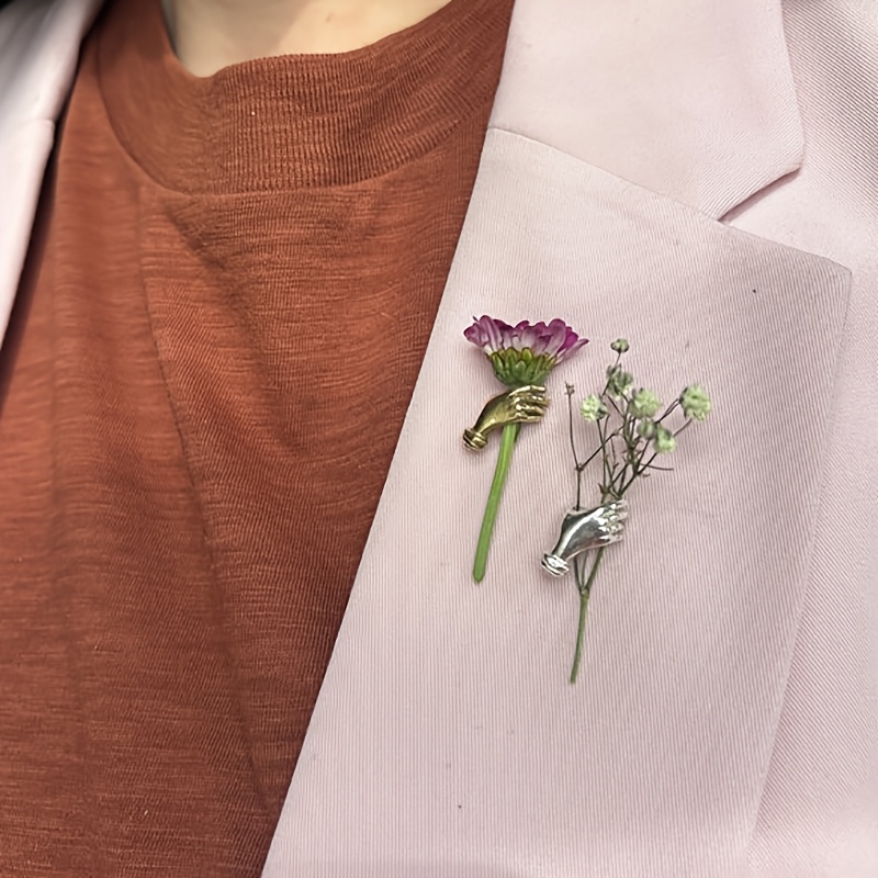 2pcs flower holder pins flower bouquet brooch creative floral vase brooches and pins for women kawaii aesthetic spring dresses mothers day jewelry gifts graduation gifts for daughter 2026