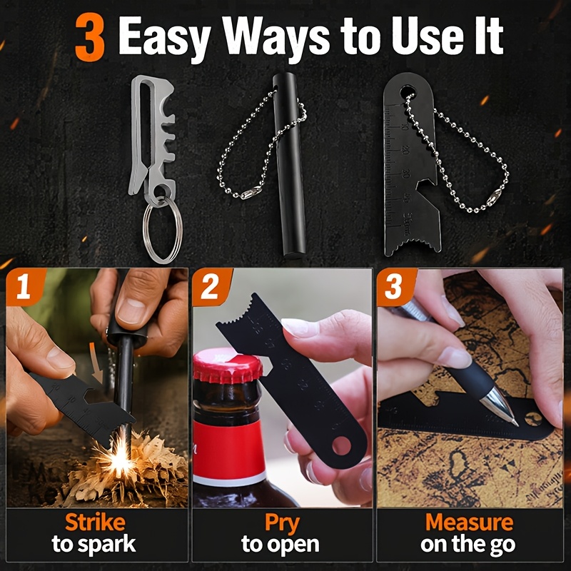 Multi-Function Fire Starter Keychain Tool