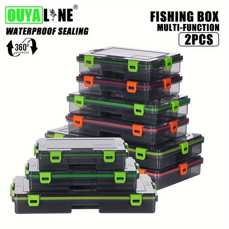 

2pcs Ouyaline Waterproof Fishing Tackle Boxes - Synthetic Rubber, Multi-compartment With Transparent Adjustable Dividers, 360° Seal For & Hook Storage, Blue, Ouyaline