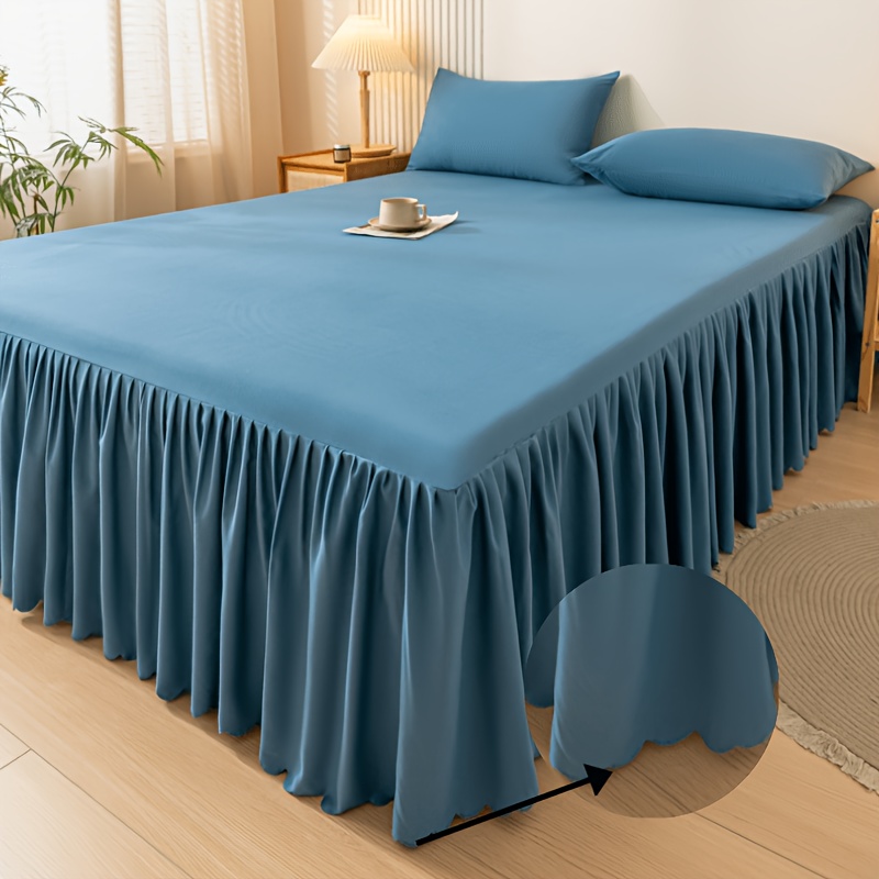TEMU 1pc Cubre Cama Elástico Estilo Moderno con Encaje, Falda de Cama Transpirable y , Mejora la Limpieza, y Agradable , Lavable a Máquina, Adecuado