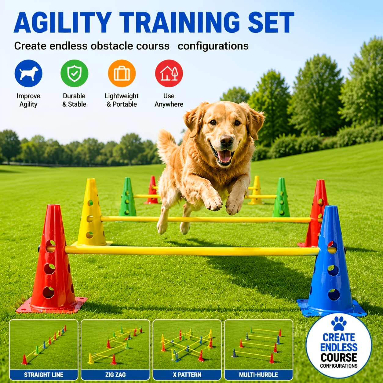 3pcs flag poles and 5pcs piercing markers dog jumping and obstacle training equipment suitable for cats puppies and   dogs for outdoor interaction and fitness portable and easy to store