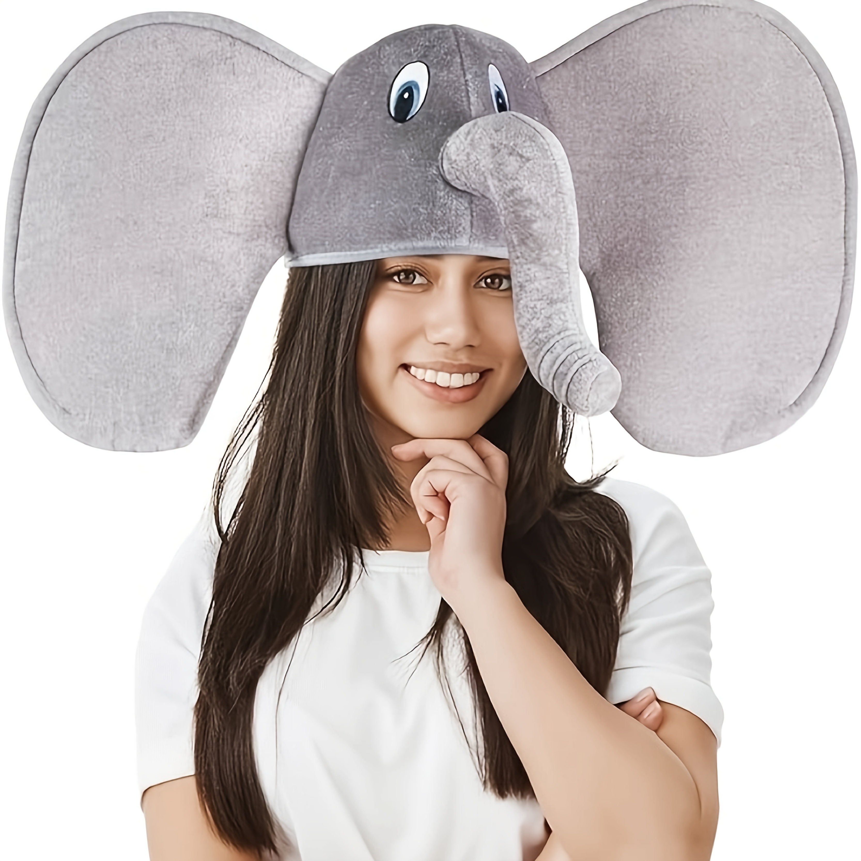 Image of Fun Elephant Costume Hat With Trunk & Ears - Outfit For, Themed Costume For Birthdays, Carnivals - Machine Washable Animal Headgear Valentine Easter I Perfect For Halloween