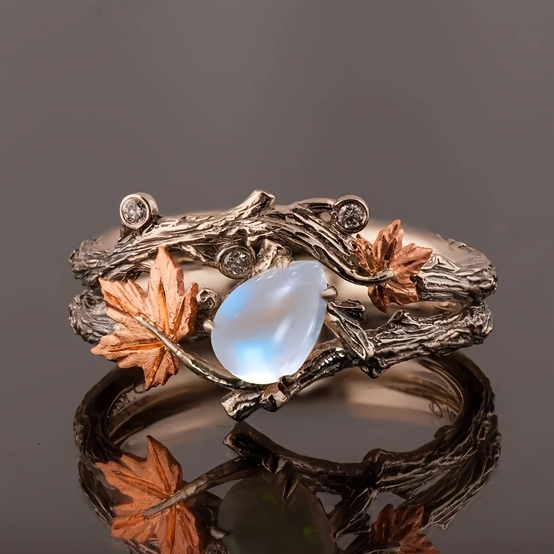 Image of Elegant Vintage European Style Maple Leaf Ring For Women, Versatile Jewelry For Daily Wear, Gifting, Banquets, Vacations, And Weddings