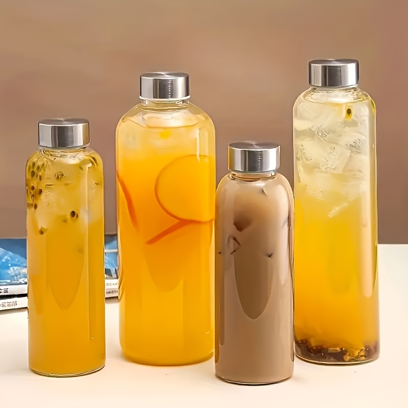 1 pz bottiglia in vetro borosilicato con   in acciaio inossidabile e   in bambù, riutilizzabile,   di perdite, resistente alle alte temperature, per  , conservazione di  ,  , slush, kombucha,  , tè, frigorifero