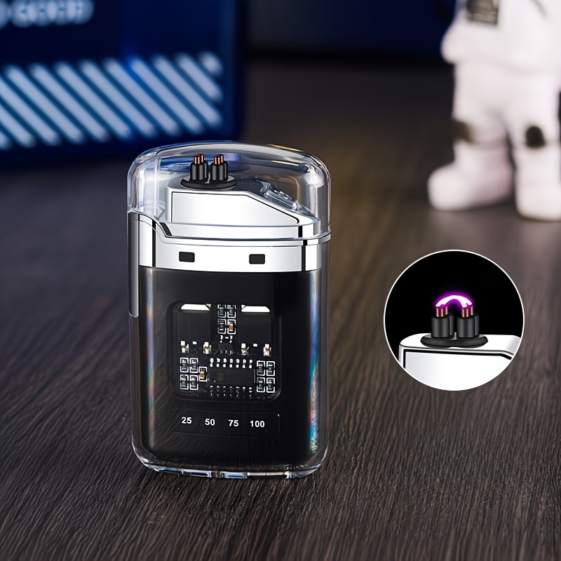 Electric Plasma Lighter, Transparent Shell Dual , Type-c Fast Charging, Display, Outdoor Windproof Portable Lighter, Suitable For Candles, Camping, Survival And Outdoor Activities, Gift For