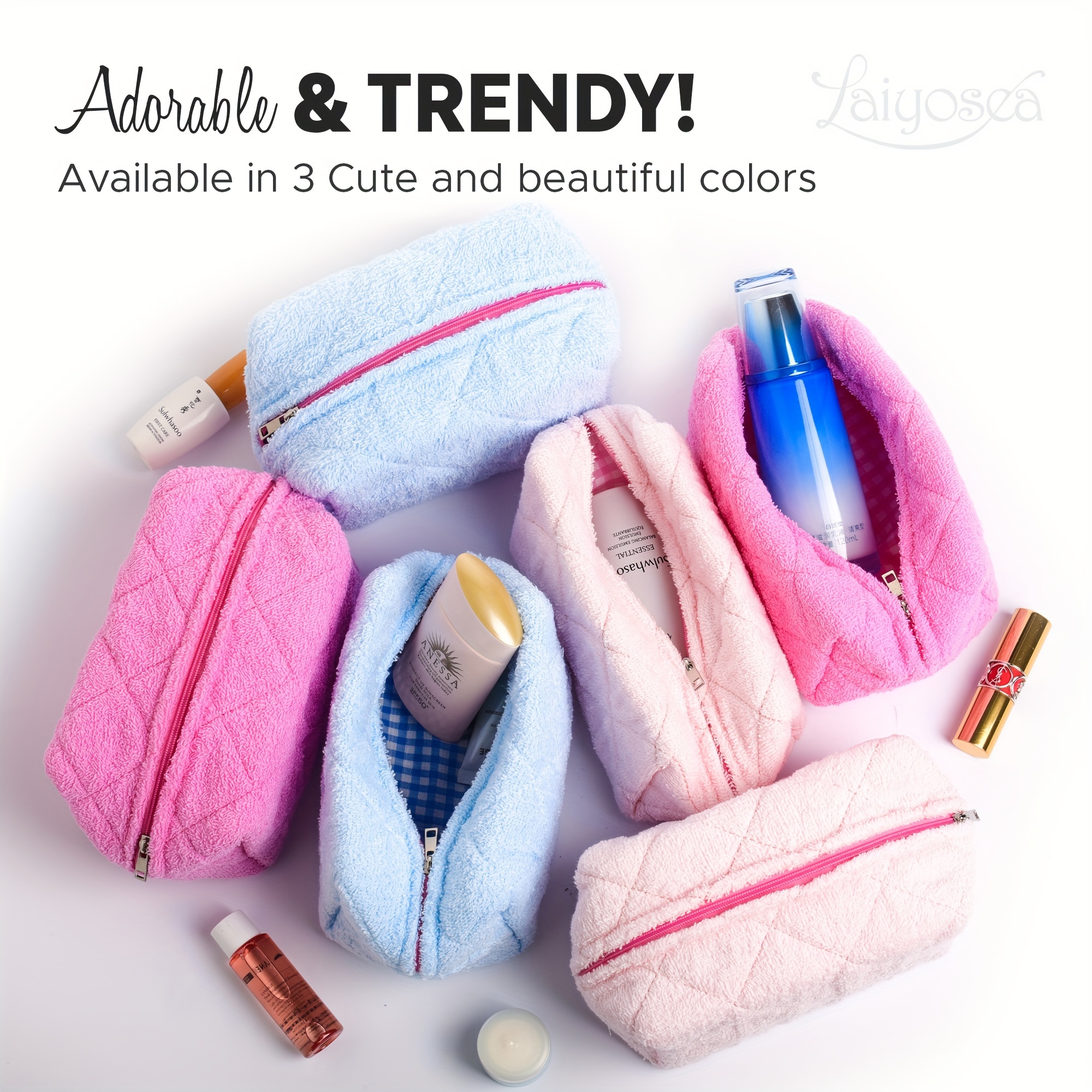 hot pink quilted makeup pouch hypoallergenic travel cosmetic