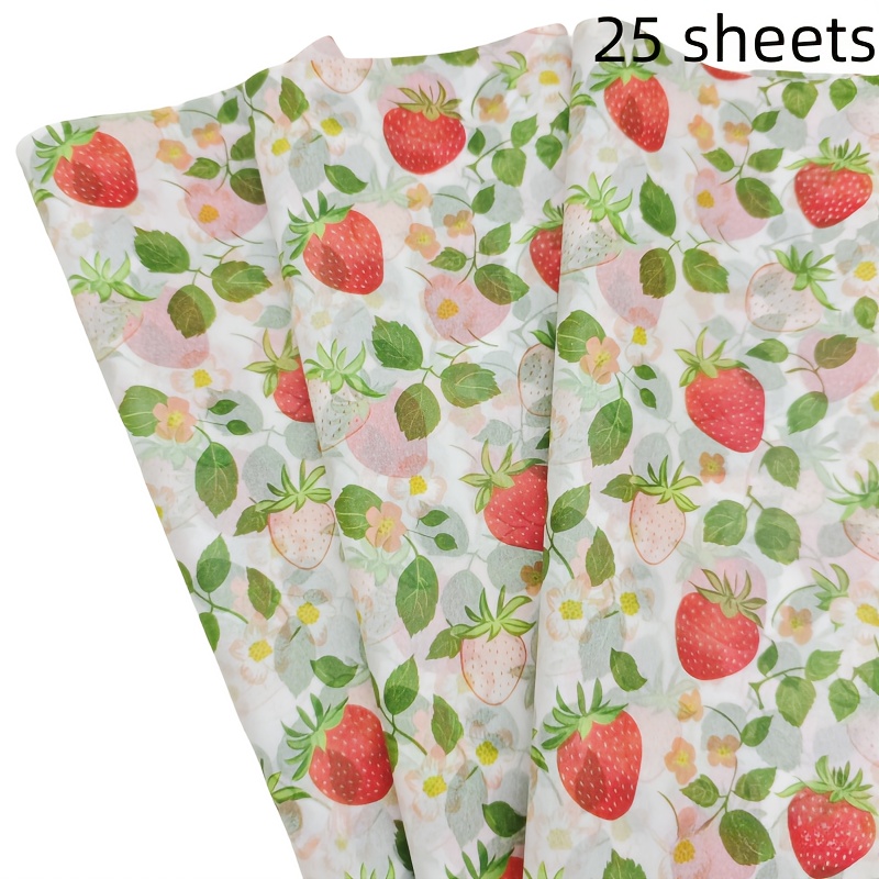 Image of 25 Sheets Pattern Gift Packaging Tissue, 20 * 14 Inches, Suitable For Spring/summer, Weddings, Valentine's Day, Birthday Gift Packaging, Bouquet Packaging, Gift Bag Filling, And Party Gifts