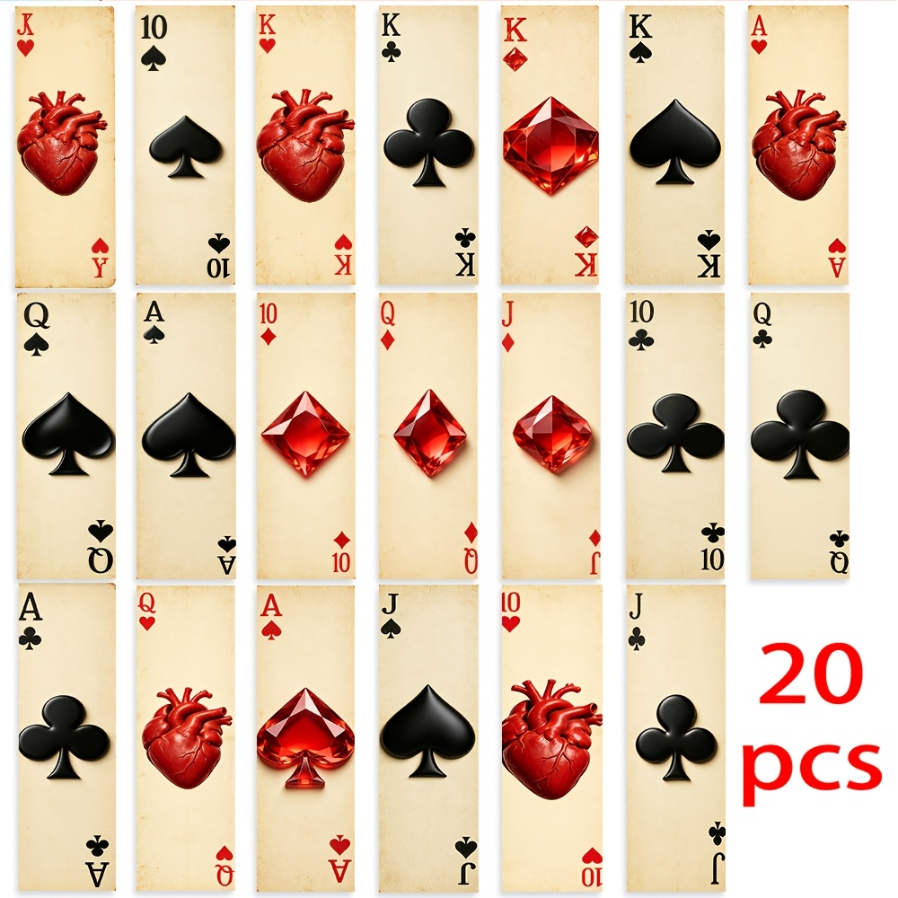 TEMU Set di segnalibri a forma di carte da gioco (20 pezzi) con design a , segnapagina , regalo di a scuola