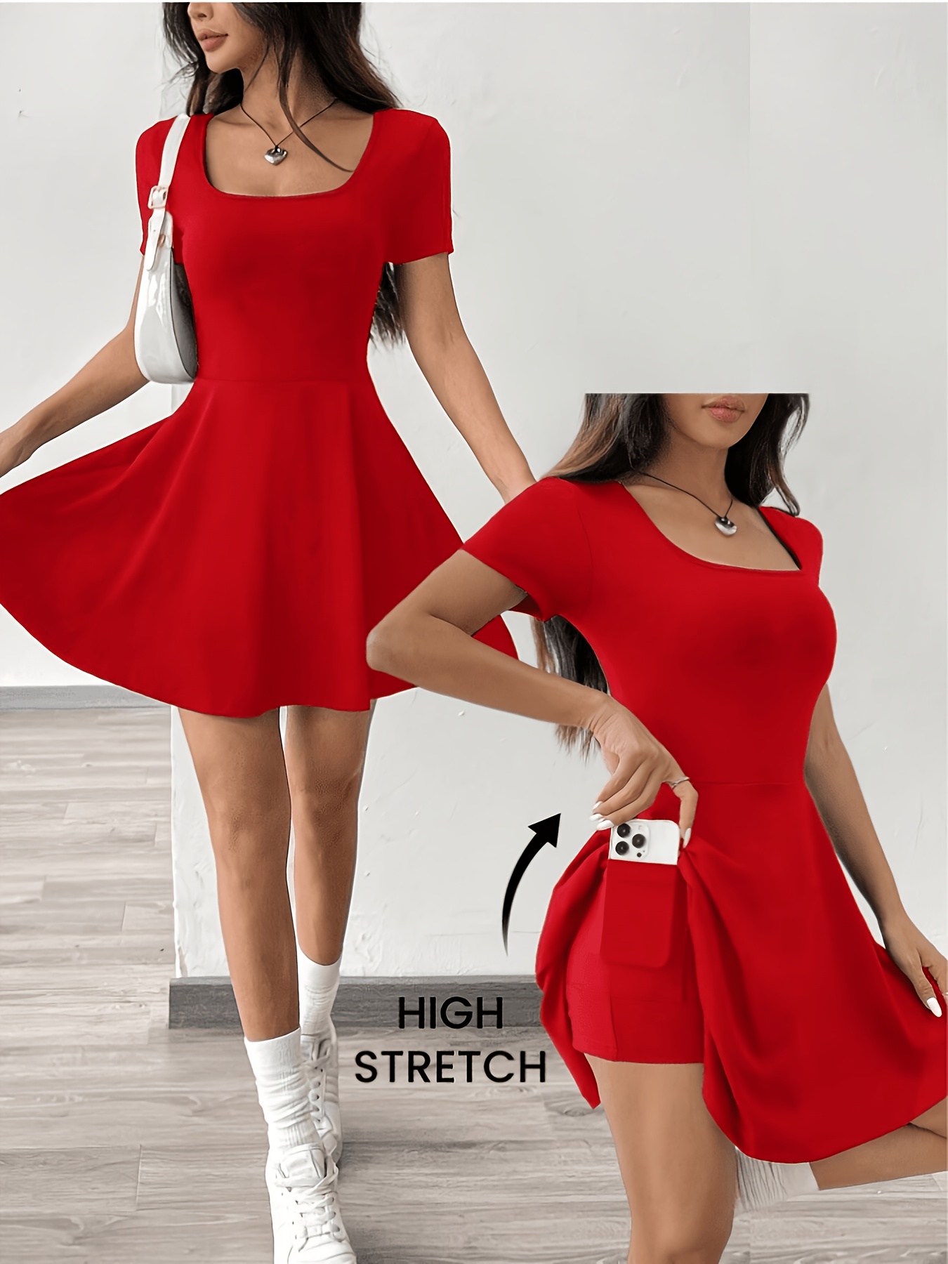womens solid color dress suitable for s leisure and  