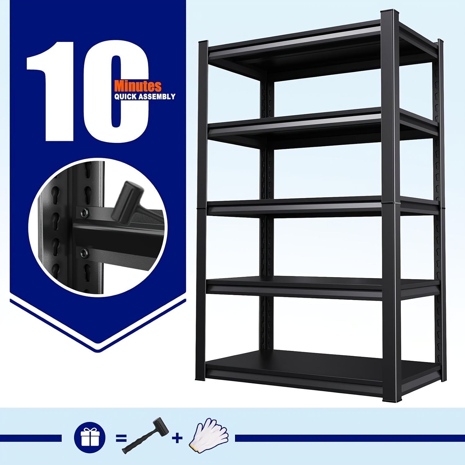 72''H 5-Tier Metal Bookshelf, Freestanding Heavy Duty Storage Shelving Unit, Industrial Metal Frame Book Organizer Rack, Display Shelf for Home Office Bedroom Living Room Kitchen Garage Corner Organization