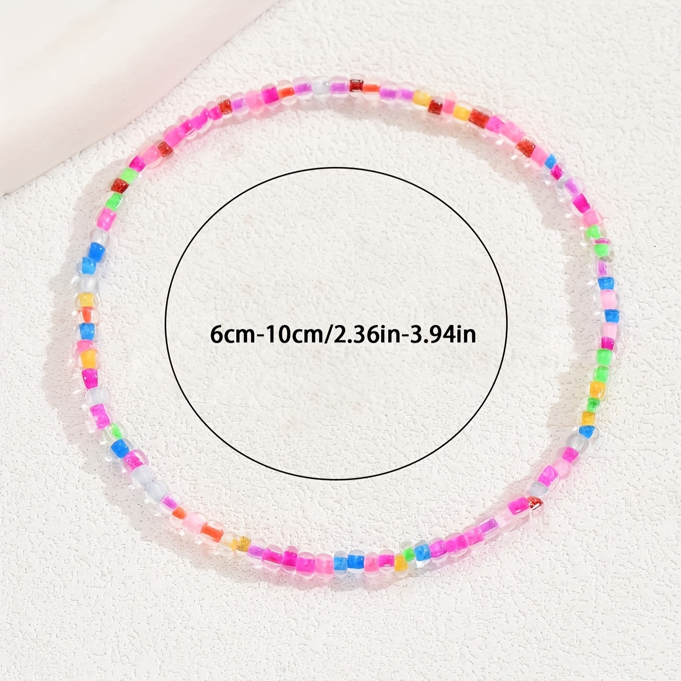 Women's Boho-Chic Mini Bead Anklet, Colorful Glass Beads