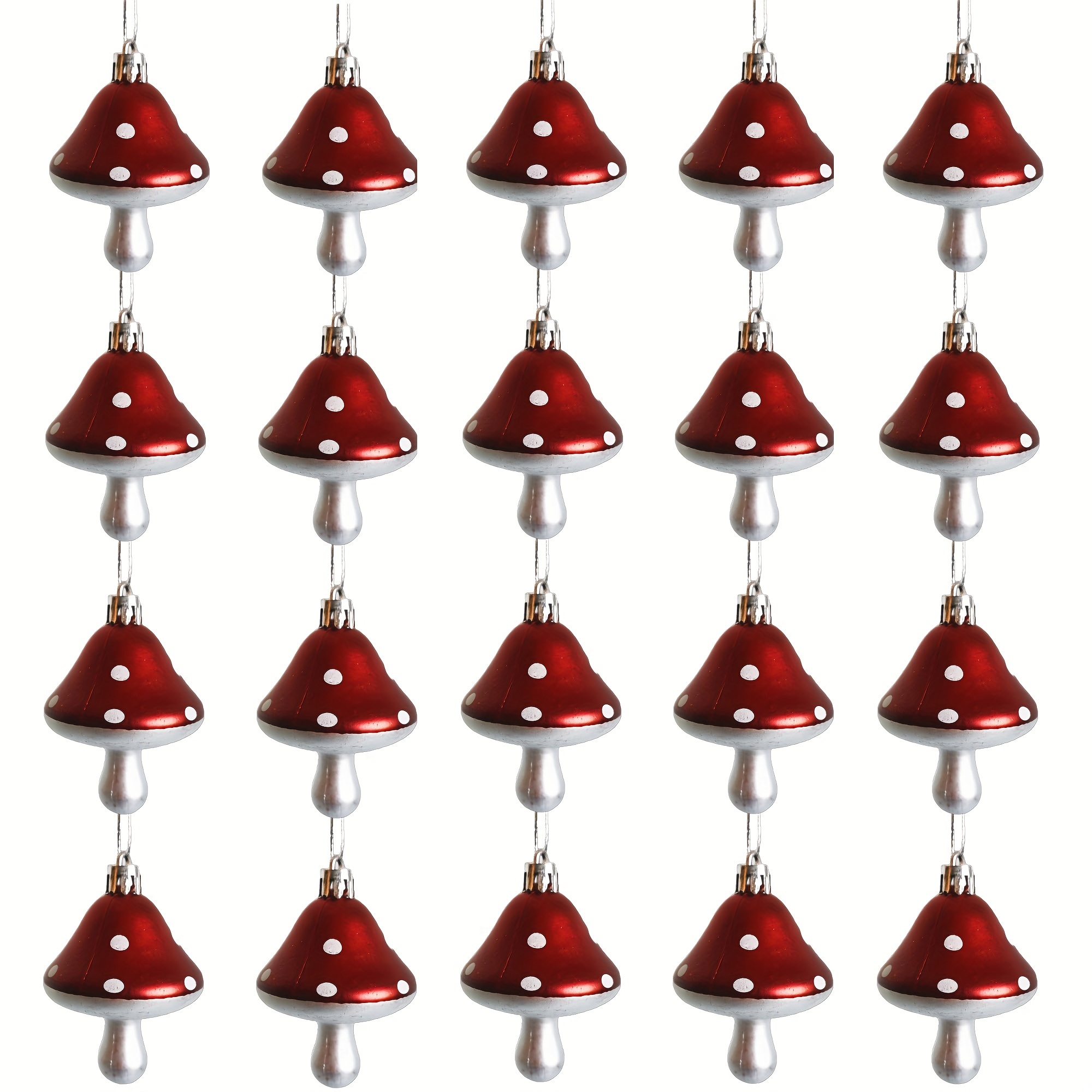 Image of 20pcs Mushroom Ornaments For Christmas Tree, Hanging Shatterproof Mushroom Christmas Ornaments, Cute Ornaments For Xmas Thanksgiving Party Home Decoration