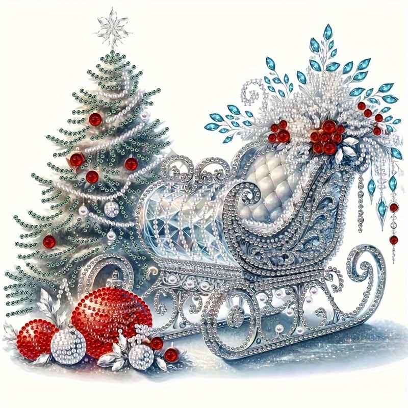 

Christmas Sleigh 5d Diy Diamond Painting Kit - Special Shaped Crystal Art For Home Decor, Gift Set