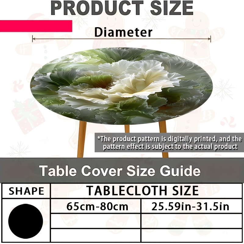 TEMU 2d Flat, 1pc, Printed Round Tablecloth, Fresh And Translucent, Easy And Premium, A Sense Of And Relaxation To . Suitable For Kitchen And Dining