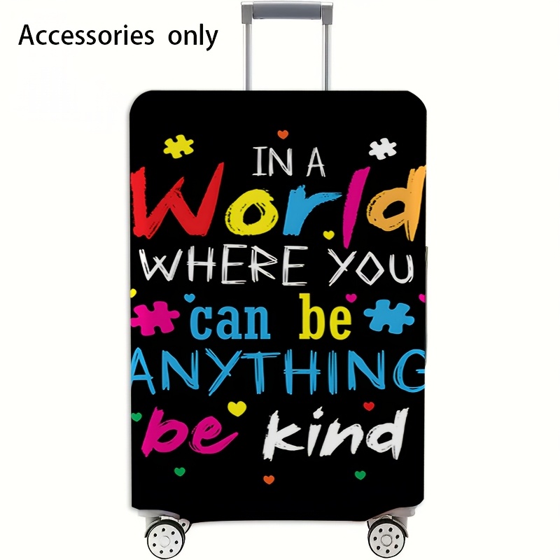 TEMU Travel Essentials Color Text Pattern Suitcase Cover, Dust-proof Elastic For Steering Wheel Suitcase Cover, Elastic Suitcase