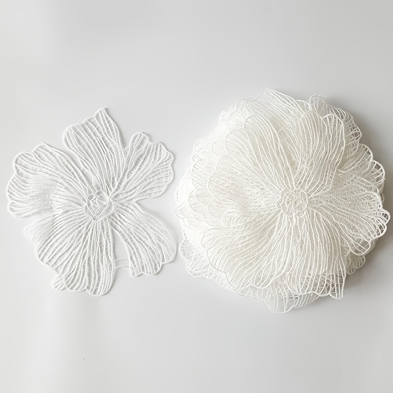 TEMU 5 piezas de parches de tela bordados con flores y hilo tipo hilo de pescar estilo francés, adecuados para vestidos de novia, trajes de noche,