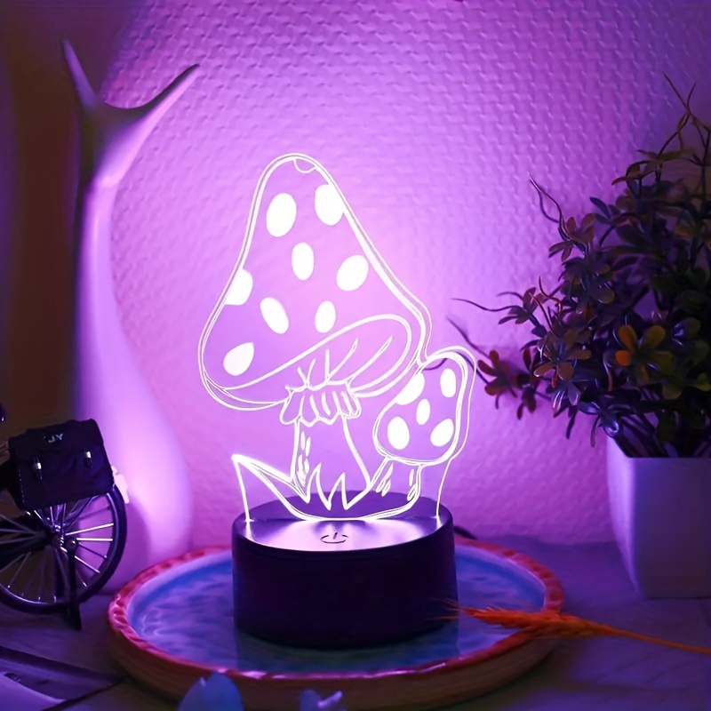 Mushroom Bedside Table Lamp Glass Led Bedside Night Lamps - Temu
