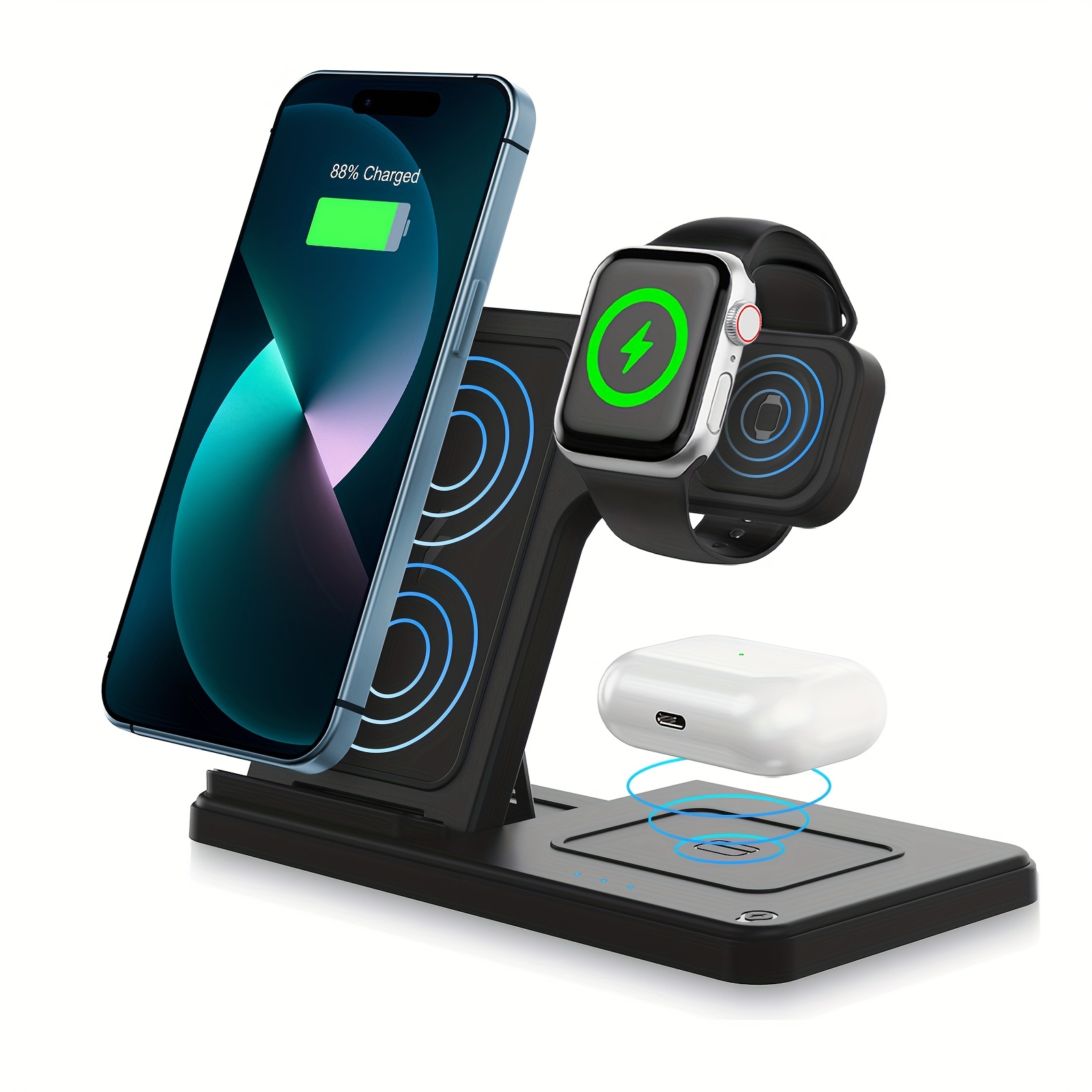 Wireless Charging Station 3 in 1 Standard 15W for Mag-Safe Fast Wireless Charger Stand, for Iphone16 15 14 13 12 11 X 8 Pro Max/Pro/Mini/Plus, for Iwatch Ultra 10/9/8 7/6/5/4/3/2 SE, for Airpods 4/3/2/Pro/Pro2 - Image 4