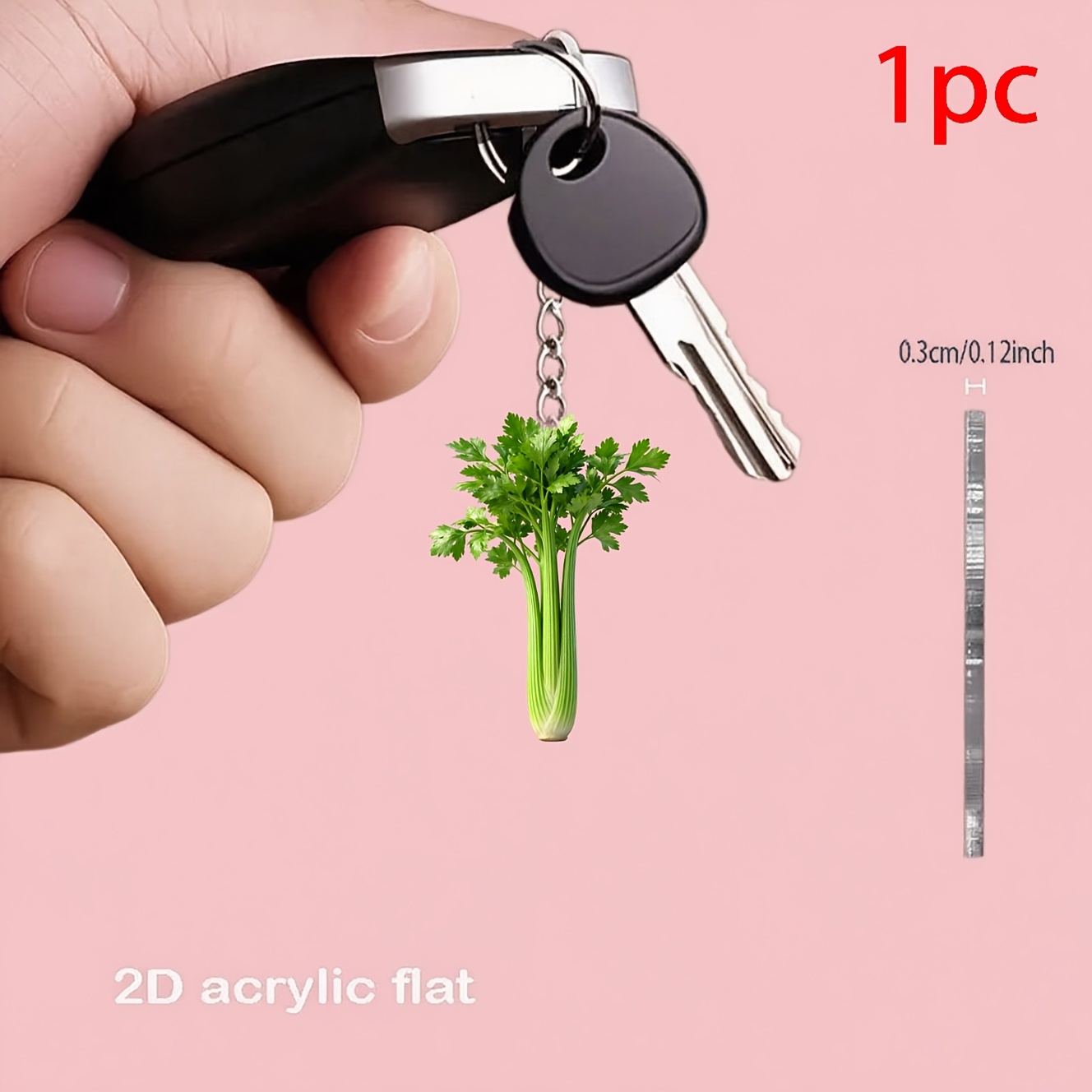 TEMU [2d Flat] [2d Flat] A Designed Vibrant Acrylic Keychain Featuring A Celery Design, Perfect For Backpack Additions, Phone Pendants, Car And Home