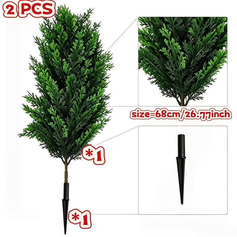 TEMU 2pcs = 1pc Nordic Large Realistic Pine Tree And 1pc Pointed-tip Ground Spike Combination | Assembled As A Ground Spike, No Pot Needed