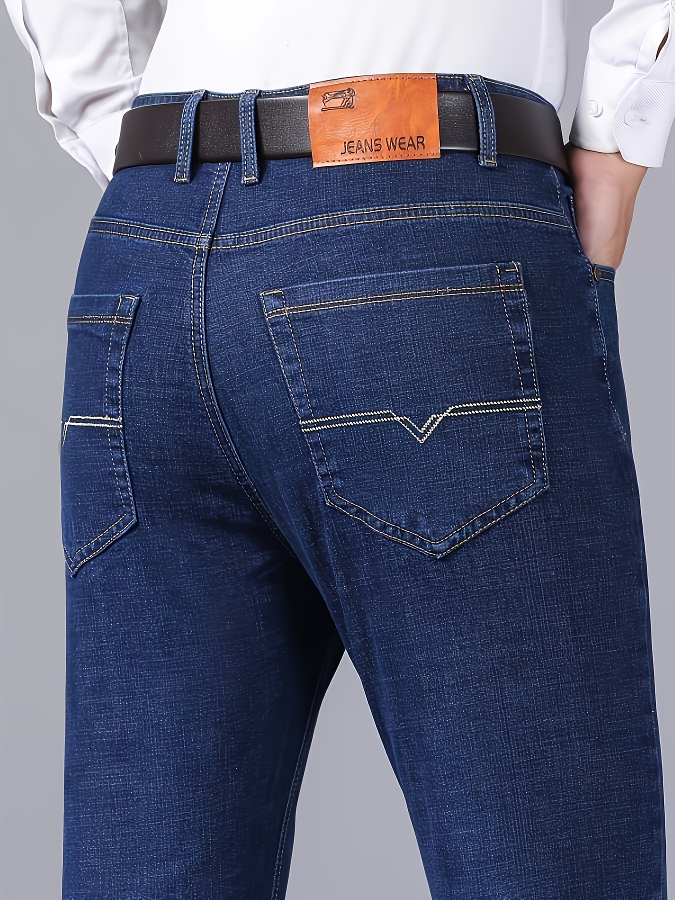 Popular Men's Business Denim Pants - -Lined for Warmth and Comfort / Regular Fit Suitable for All Seasons - Cotton Blend, Skin-Friendly, and Breathable - Mid-Waist with Stretch, Not Tight - Wash-Resistant and Fade-Proof - Available in Multiple Colors