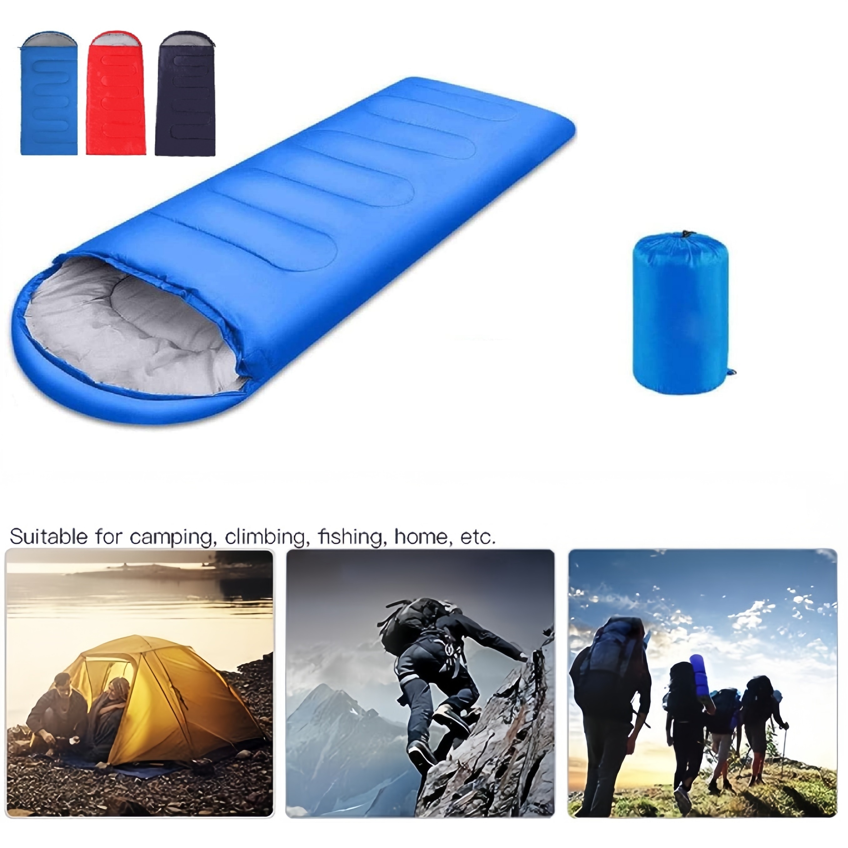 

1pc Camping Sleeping Bag, Lightweight Waterproof Sleeping Bag - Outdoor Camping Gear Equipment, For Traveling, With Compression Bags