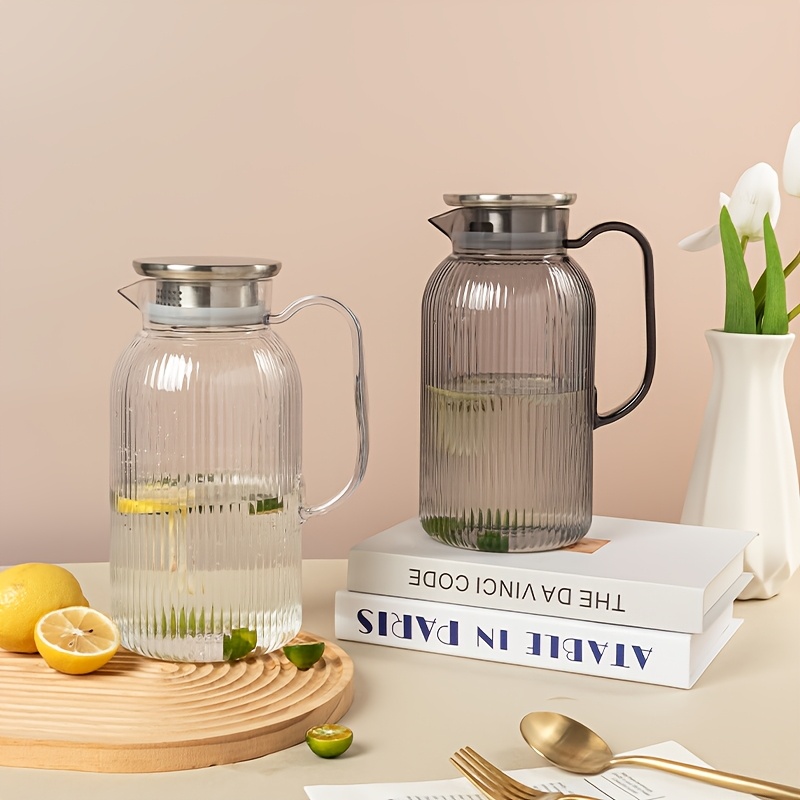 2000ml Water Pitcher With Lid - Large Cold Brew Jug For Refrigerator, Leak-Proof Drink Container