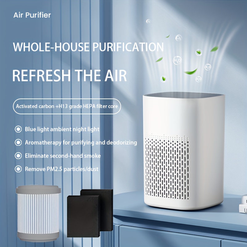 Modern Minimalist Desktop Air Purifier | Upgraded Silent HEPA Filtration System Provides Long-Lasting Clean Air for Bedrooms, Offices, Allergy Sufferers, And Pet Households, Effective Against Pet Hair, Odors, And Dust, Suitable for Office, Desktop