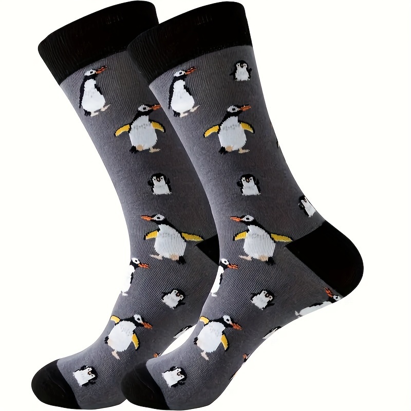 

Cartoon Penguin Print Socks, Cute & Novelty Couple Mid-calf Socks, Women's Stockings & Hosiery