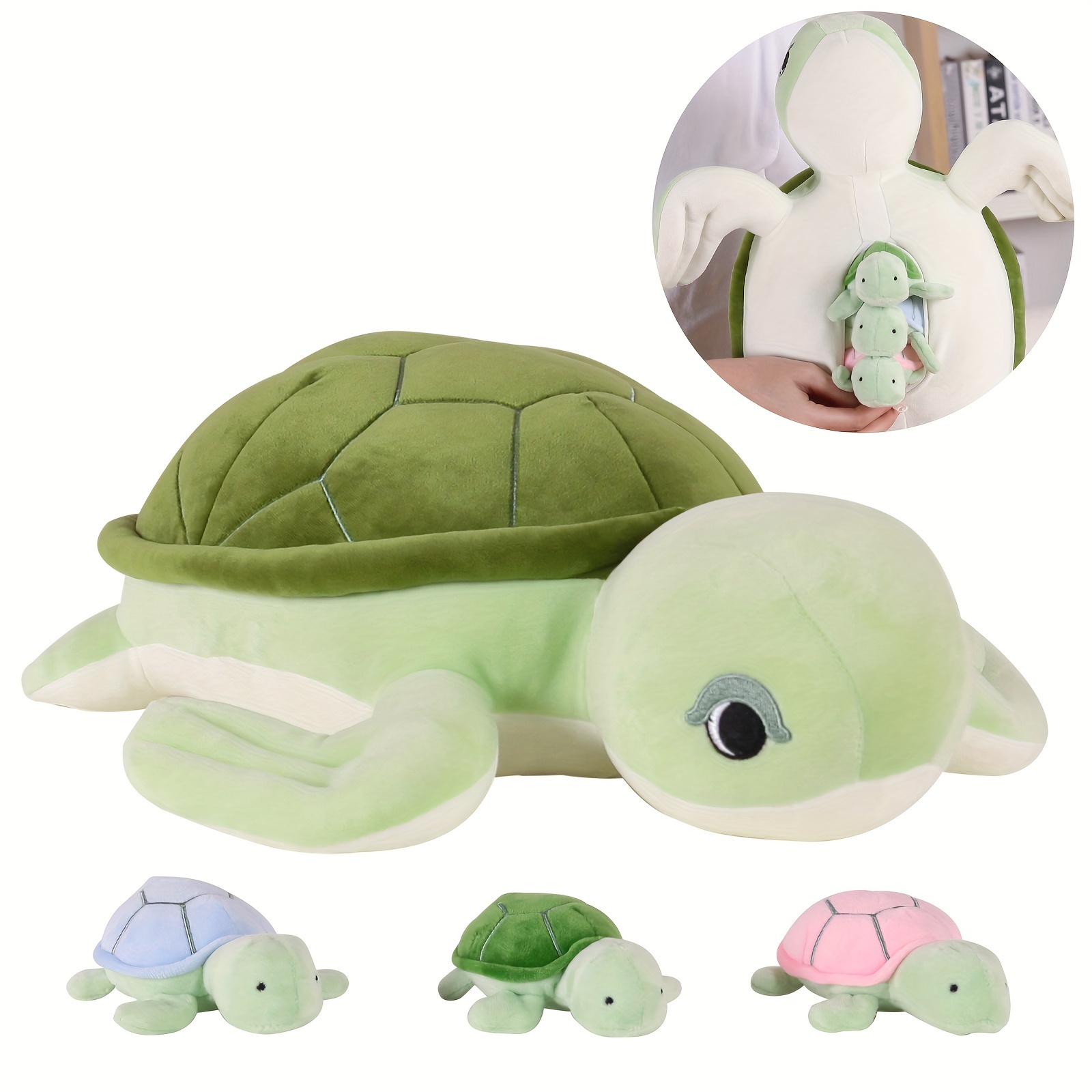 

16inch Turtle Stuffed Animals For Boys Girls 3-8 - Mommy Turtle With 3 Baby - Magical Turtle Pillow Plushie Toys - Cuddly For Imaginative Play, Kids, Boys Birthday