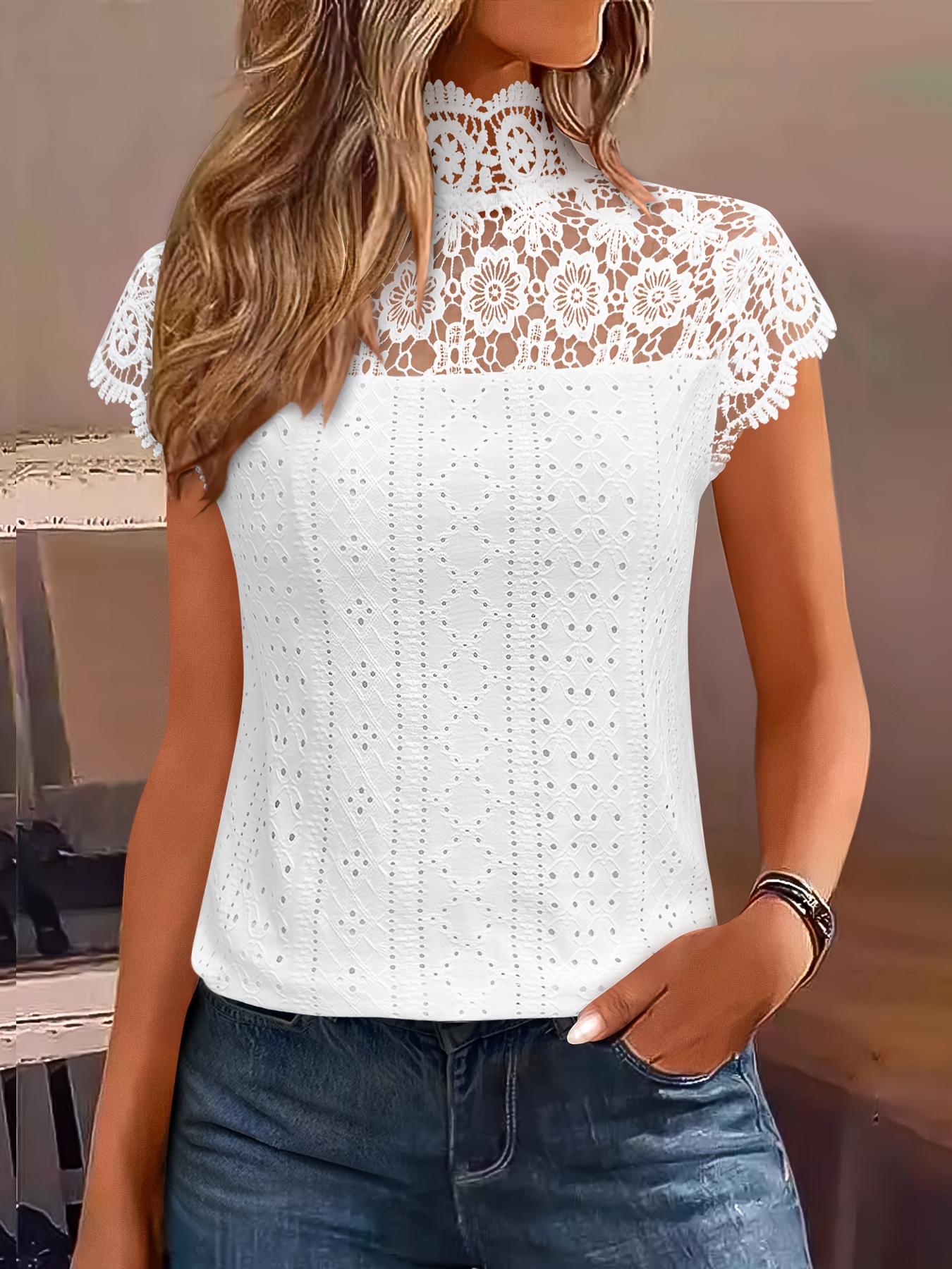 elegant black lace trim high neck t shirt women summer solid