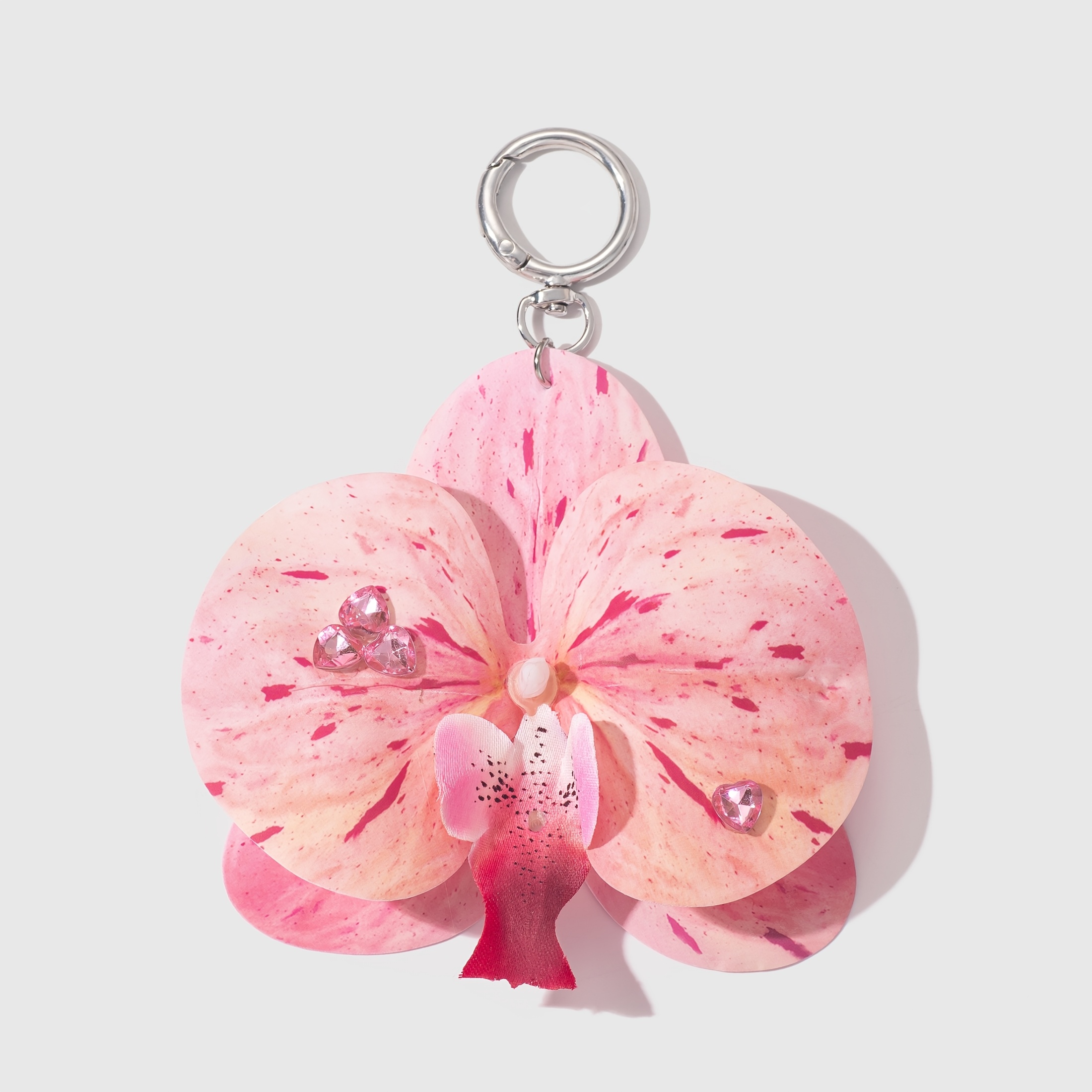 TEMU 1pc Simulated Phalaenopsis Orchid Rhinestone Fashionable Exquisite Pendant Keychain, Christmas Gift, Creative Accessory For Women's And Men's