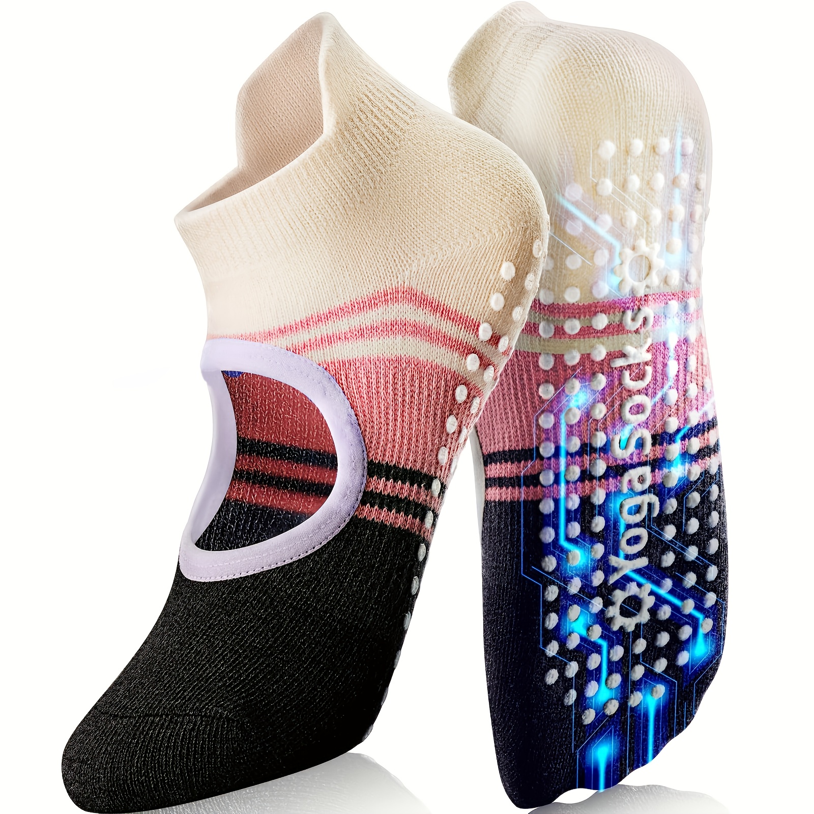 E-shop Damen -Rutsch Pilates & Yoga Griffsocken mit rutschfester Sohle - Offene Zehen Griffsocken geeignet für Barre, Ballett, Fitness -