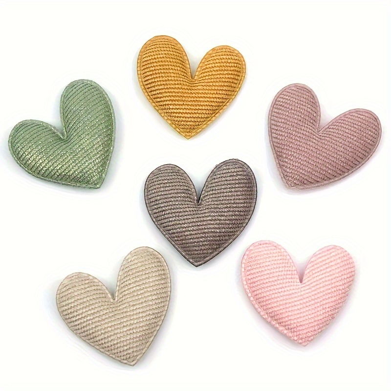 Image of 18pcs Of Mixed Color Striped Fabric Hearts, Fabric Patches For Home Crafts, Suitable For Projects Like Hats, Bags, Hair Clips, Phone Cases, And Baking Decorations. Size - 4.8*4.8 Cm