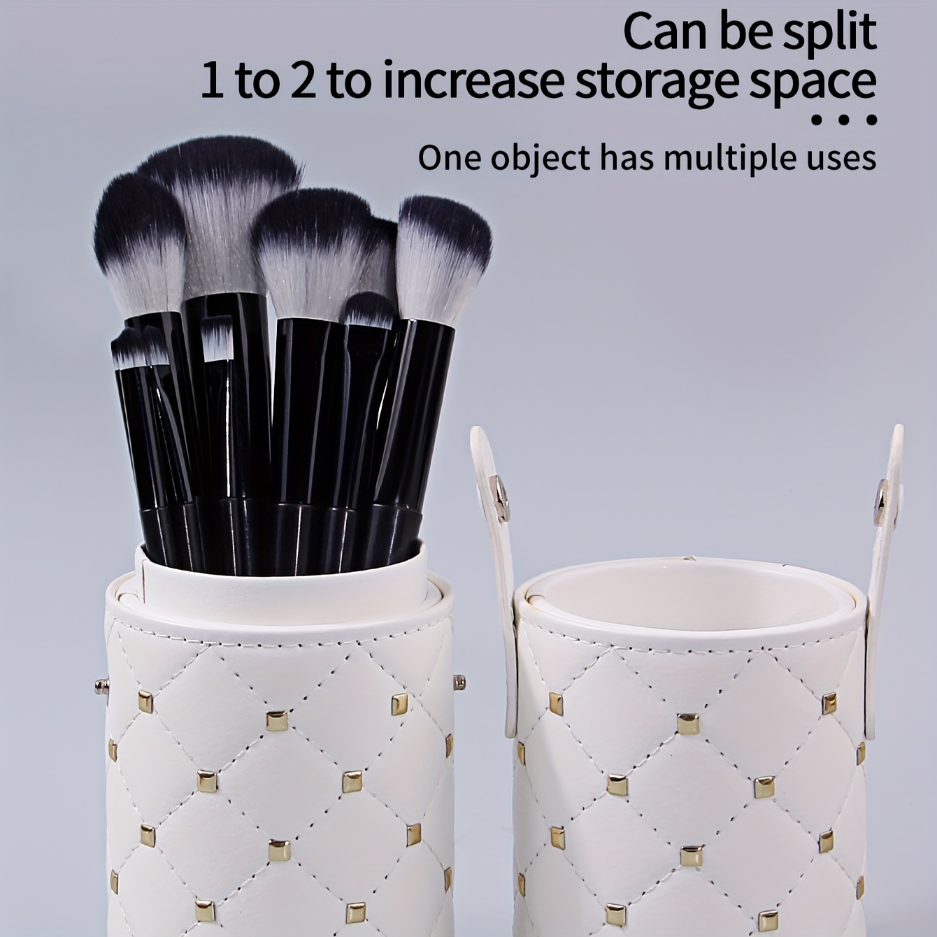 1pc luxury   leather makeup brush holder waterproof dustproof large capacity cosmetic storage case multi functional unscented beauty organizer tool Product details 4