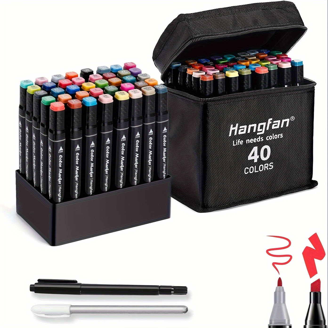 

-based Ink Art Markers, 40 Colors Permanent Dual-tip Wide And Fine Marker Pen Set For Coloring Illustration Sketching Painting Card Making