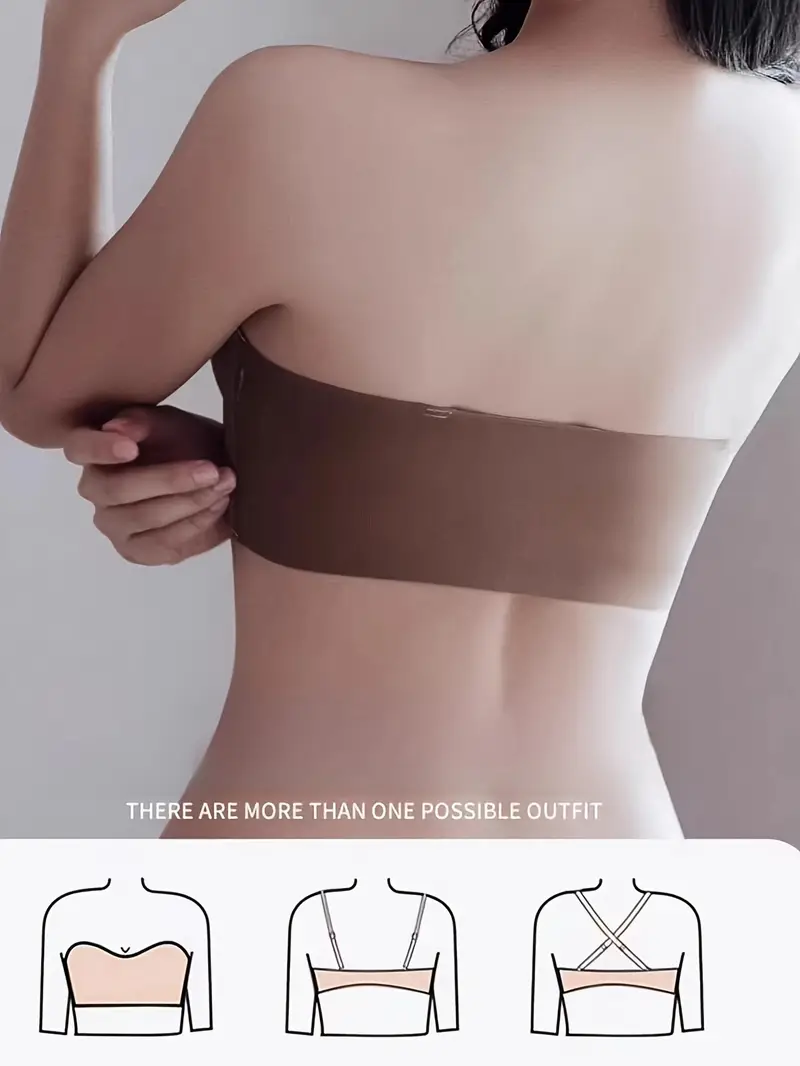 womens strapless bra with anti slip design to prevent slipping push up small chest invisible chest pad to prevent beautiful back with front buckle bra details 8