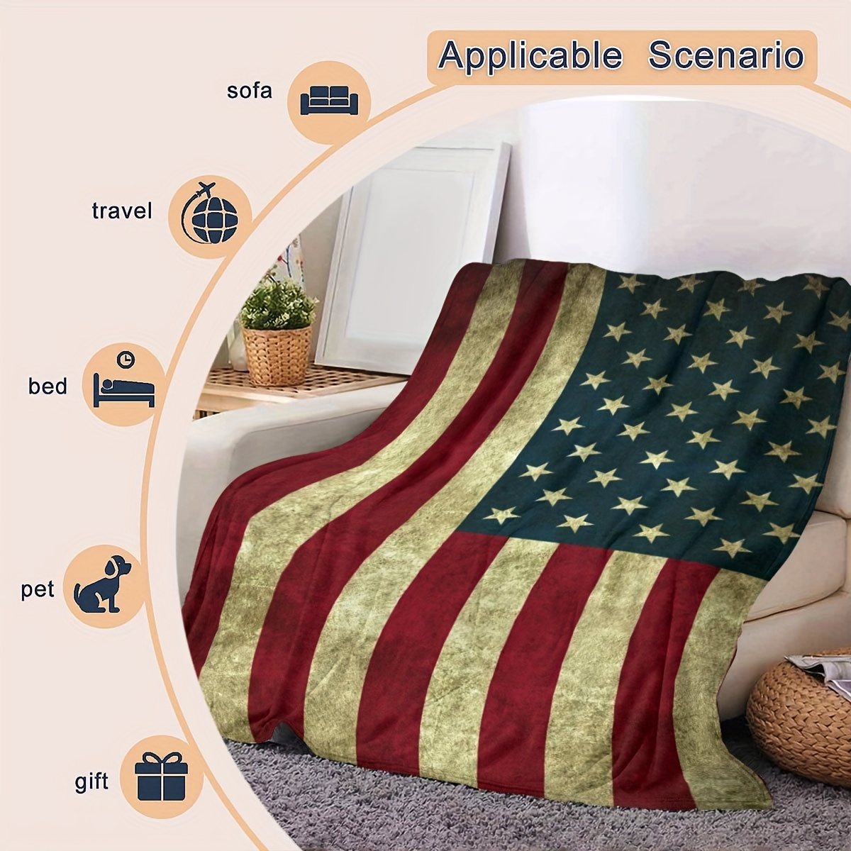 Decke Mit Amerikanischer Flagge – 127x152 Cm, Weiches Flanell, Geschenk Für Polizisten & Patrioten