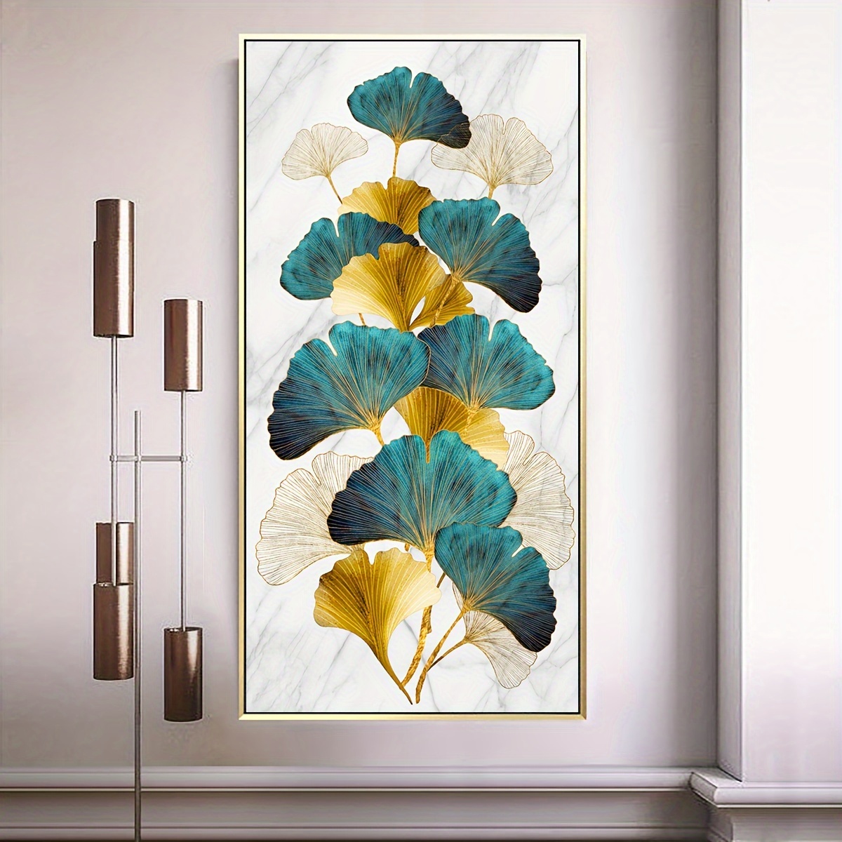 

1pc Unframed Canvas Poster, Modern Art, Plant Ginkgo Leaf, Ideal Gift For Bedroom Living Room Corridor, Wall Art, Wall Decor, Winter Decor, Room Decoration