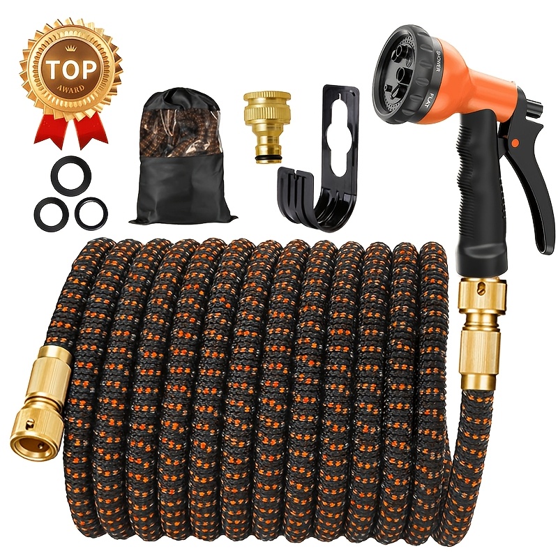 Image of Expandable With High-pressure Water Gun - 25ft/50ft/75ft/100ft/150ft Retractable Car Wash Hose, Portable And Durable For Car And Pet Cleaning